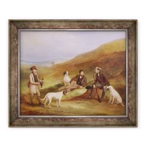 Tablou inramat - John E. Ferneley - Edward Horner Reynard si fratele sau, George, Cocosul de cocos de vanatoare cu pazitorul, Tully Lamb, la Middlesmoor, Yorkshire, 50 x 60 cm