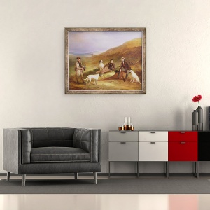 Tablou inramat - John E. Ferneley - Edward Horner Reynard si fratele sau, George, Cocosul de cocos de vanatoare cu pazitorul, Tully Lamb, la Middlesmoor, Yorkshire, 50 x 60 cm - Img 2