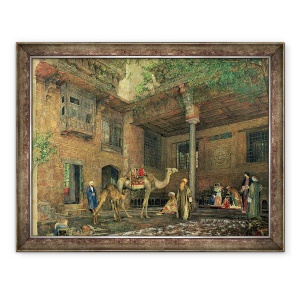 Tablou inramat - John Frederick Lewis - Curtea Casei Pictorului, Cairo, 70 x 90 cm