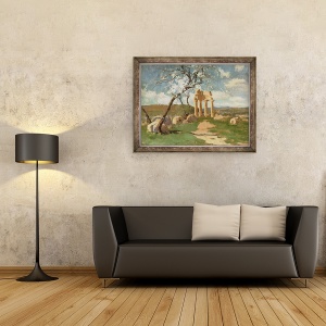 Tablou inramat - John Peter Russell - Migdale si ruine, Sicilia, 70 x 90 cm - Img 2