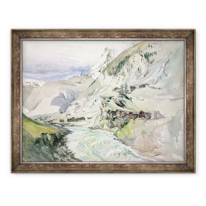 Tablou inramat - John Ruskin - O Valea Alpina, Matterhorn in departare, 70 x 90 cm