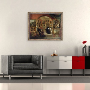 Tablou inramat - John Scarlett Davis - Interiorul Galeriei Institutiei Britanice, 70 x 85 cm - Img 2
