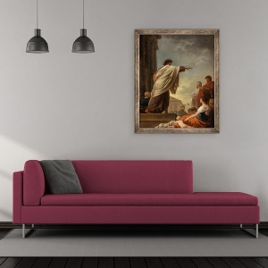 Tablou inramat - Joseph Benoit Suvee - Predicarea Sfantului Pavel, 50 x 60 cm - Img 2