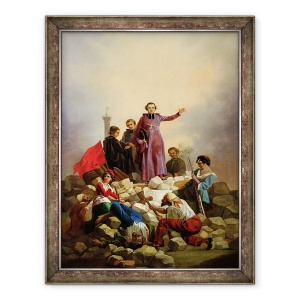 Tablou inramat - Joseph Felon - Arhiepiscopul Affre pe baricade, 70 x 90 cm