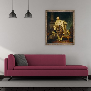 Tablou inramat - Joseph Siffred Duplessis - Ludovic al XVI-lea 1754-93 Regele Frantei in robe de incoronare, 50 x 60 cm - Img 2
