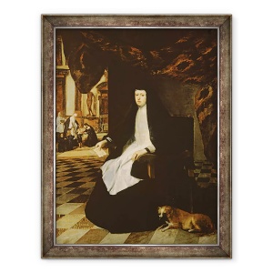 Tablou inramat - Juan Bautista Martinez del Mazo - Portretul Reginei Mariana a Spaniei b.1631 in doliu, 70 x 90 cm