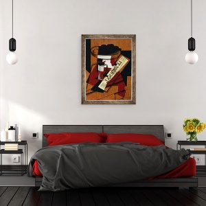 Tablou inramat - Juan Gris - Fructe de mancare, sticla si ziar, 70 x 90 cm - Img 3