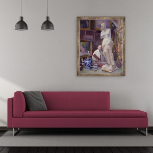 Tablou inramat - Jules Ernest Renoux - Ernest Renoux in studioul sau, 50, 70 x 85 cm - Img 2