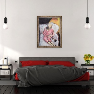 Tablou inramat - Julie Held - Femeie cu ruj, 60 x 80 cm - Img 3