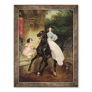Tablou inramat - Karl Pavlovich Bryullov - Calareta, Portretul lui Giovanina si Amacilia Paccini, sectiile contesei Samoilova, 60 x 80 cm