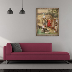 Tablou inramat - Klavdiy Vasilievich Lebedev - Cucerirea Noilor Regiuni in Rusia, 70 x 85 cm - Img 2