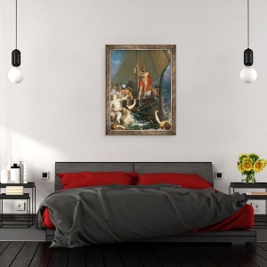 Tablou inramat - Leon-Auguste-Adolphe Belly - Ulise si sirenele ulei pe panza, 60 x 80 cm - Img 3