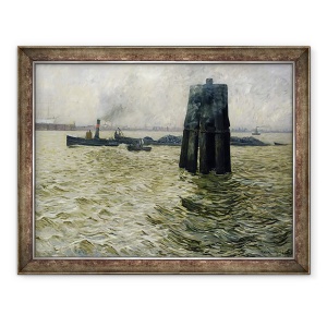 Tablou inramat - Leopold Karl Walter von Kalckreuth - Portul Hamburg, 60 x 80 cm