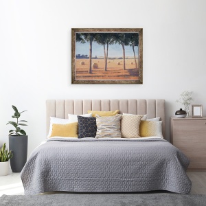 Tablou inramat - Lincoln Seligman - Baloti de fan si pini, Pienza, 60 x 80 cm - Img 3