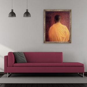 Tablou inramat - Lincoln Seligman - Calugar budist, 50 x 60 cm - Img 2