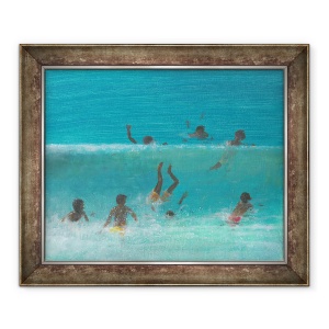 Tablou inramat - Lincoln Seligman - Copii in Surf, 70 x 85 cm