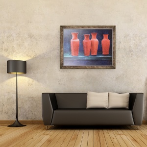 Tablou inramat - Lincoln Seligman - Ghivece rosii, 70 x 90 cm - Img 2