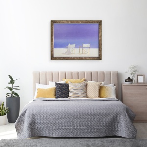Tablou inramat - Lincoln Seligman - Scaune pe plaja, 60 x 80 cm - Img 3