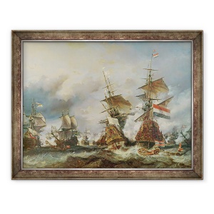 Tablou inramat - Louis Eugene Gabriel Isabey - Batalia de la Texel, 60 x 80 cm