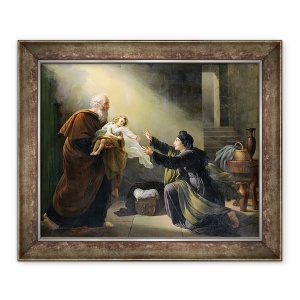 Tablou inramat - Louis Hersent - Ilie Resuscitand Fiul Vaduvei din Sarepta, 50 x 60 cm