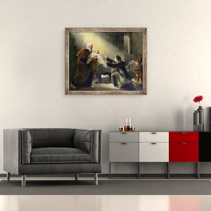 Tablou inramat - Louis Hersent - Ilie Resuscitand Fiul Vaduvei din Sarepta, 50 x 60 cm - Img 2