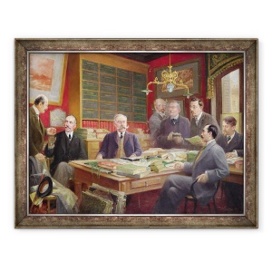 Tablou inramat - Louis Paul de Laubadere - Claude Auge 1854-1924 in biroul sau cu colegii sai, 60 x 80 cm