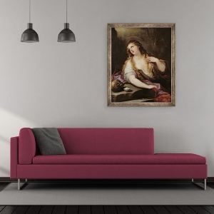 Tablou inramat - Luca Giordano - Sfanta Maria Magdalena renuntand la desertaciunile lumii, 70 x 85 cm - Img 2