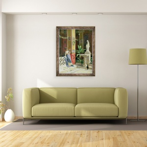 Tablou inramat - Luigi Bazzani - intr-o curte in Pompei, 70 x 90 cm - Img 2