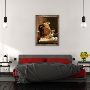 Tablou inramat - Luis Egidio Melendez - Natura moarta cu sunca, oua, paine, 70 x 90 cm - Img 3