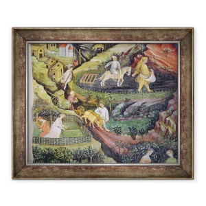 Tablou inramat - Maestro Venceslao - Fermierii satului fac munca in aprilie, 70 x 85 cm
