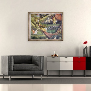 Tablou inramat - Maestro Venceslao - Fermierii satului fac munca in aprilie, 70 x 85 cm - Img 2