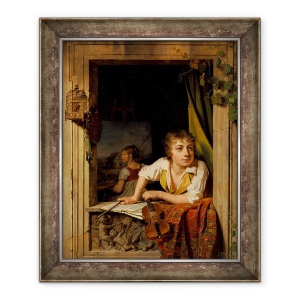 Tablou inramat - Martin Drolling - Pictura si muzica Portretul Fiului Artistului, 50 x 60 cm