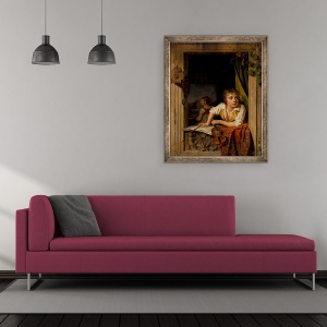 Tablou inramat - Martin Drolling - Pictura si muzica Portretul Fiului Artistului, 50 x 60 cm - Img 2