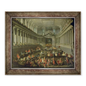 Tablou inramat - Martin II Mytens - O Cavalcada in scoala de Calarie de Iarna a Vienei Hof pentru a sarbatori infrangerea armatei franceze la Praga, 50 x 60 cm