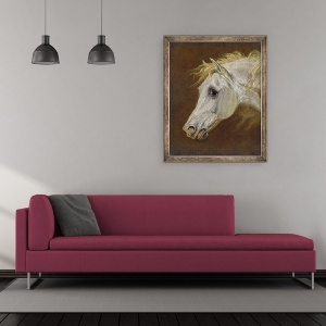 Tablou inramat - Martin Theodore Ward - Capul unui cal arab gri, 50 x 60 cm - Img 2
