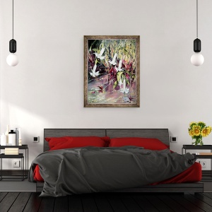 Tablou inramat - Mary Smith - Daturas in gradina lui Monet, 70 x 90 cm - Img 3