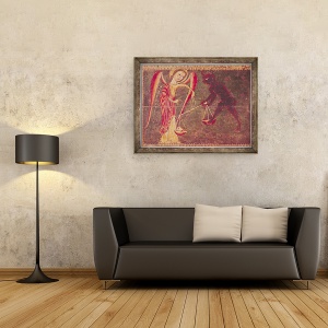 Tablou inramat - Master of the Llusanes - Sfantul Mihail Cantarind Suflete, dintr-un altar dedicat Arhanghelului Mihail, 70 x 90 cm - Img 2