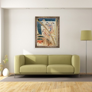 Tablou inramat - Matteo di Giovanetto da Viterbo - invierea fiului lui Nerva, lord de Tulle, detaliu din tavanul capelei Tinel cu scene din viata Sf. Martial, 70 x 90 cm - Img 2