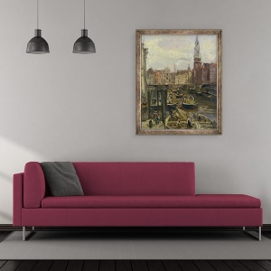 Tablou inramat - Max Slevogt - Piata plutitoare pe un canal din Hamburg, 50 x 60 cm - Img 2
