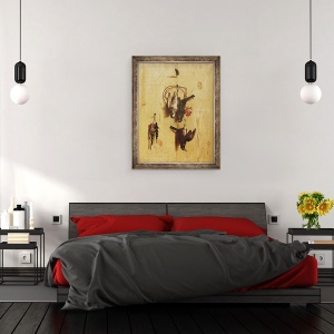 Tablou inramat - Melchior de Hondecoeter - Trompe-loeil cu aripi rosii si un teren, 70 x 90 cm - Img 3