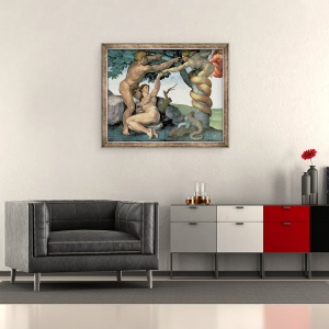 Tablou inramat - Michelangelo Buonarroti - Plafonul Capelei Sixtine 1508-12 - Caderea omului, 50 x 60 cm - Img 2