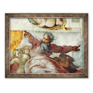 Tablou inramat - Michelangelo Buonarroti - Plafonul Capelei Sixtine, Crearea Soarelui si Lunii, 60 x 80 cm