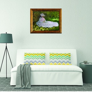Tablou decorativ Monet primavara inramat cu rama aurie 30x40 cm