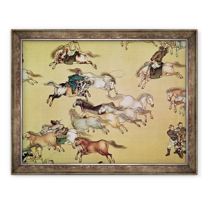 Tablou inramat - Mou-Lan - Calatoria imparatului Qianlong 1736-96 detaliu dintr-un parcurgere, 70 x 90 cm