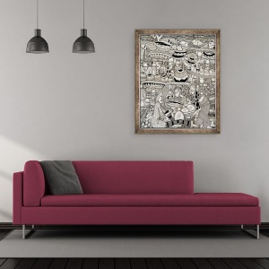 Tablou inramat - Muktair Oladoja - Locul de piata, 50 x 60 cm - Img 2