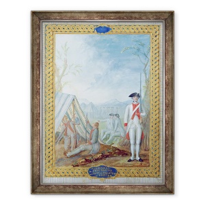 Tablou inramat - Nicolas Hoffmann - Uniforme ale infanteriei franceze in timpul Razboiului de Independenta american, 60 x 80 cm