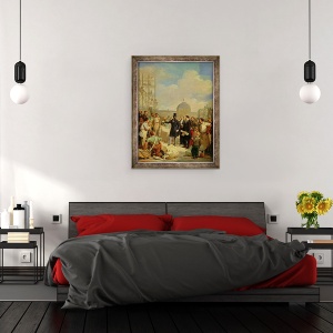 Tablou inramat - Nicolas Louis Francois Gosse - Studiu pentru Napoleon al III-lea 1808-73 Vizitarea lucrarilor de la Luvru, 60 x 80 cm - Img 3
