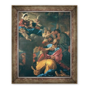 Tablou inramat - Nicolas Poussin - Aparitia Fecioarei Sfantul Iacob cel Mare, 50 x 60 cm