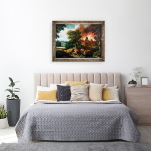 Tablou inramat - Nicolas Poussin - Arderea Troiei, 60 x 80 cm - Img 3