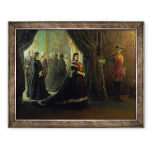 Tablou inramat - Nikolai Nikolajevitch Gay - Ecaterina a II-a 1729-96 la sicriul imparatesei Elisabeta 1709-61, 70 x 90 cm